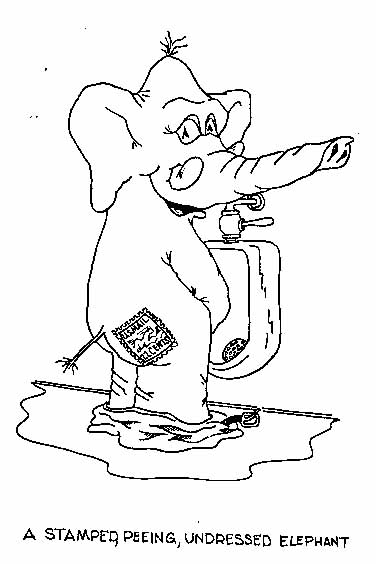 Stamped peeing undressed elephant