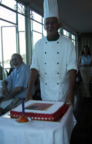 Chef with 4th of July cake