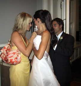 Bridesmaid adjusting
