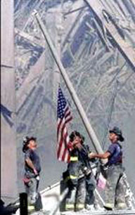 Firemen with flag