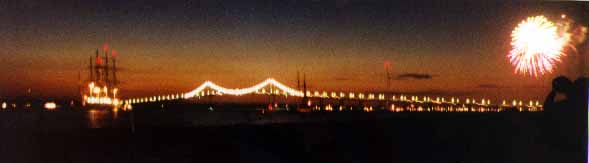 Fireworks over the Newport Bridge