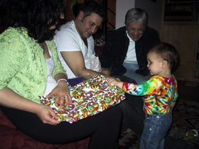 Josie opens present