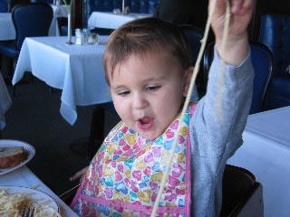 Josie with spaghetti
